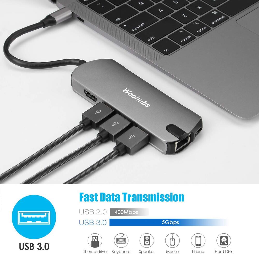 Hub USB-C Woohubs 8-en-1 